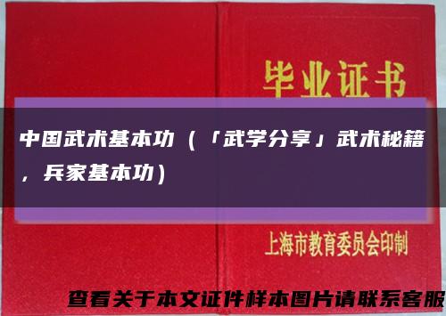 中国武术基本功（「武学分享」武术秘籍，兵家基本功）缩略图