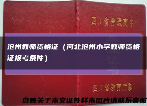 沧州教师资格证（河北沧州小学教师资格证报考条件）缩略图