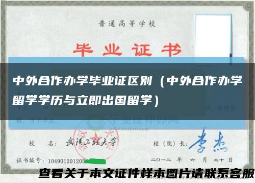 中外合作办学毕业证区别（中外合作办学留学学历与立即出国留学）缩略图