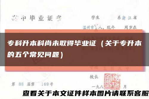 专科升本科尚未取得毕业证（关于专升本的五个常见问题）缩略图