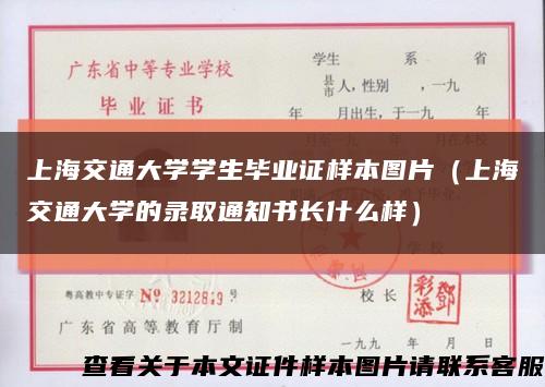 上海交通大学学生毕业证样本图片（上海交通大学的录取通知书长什么样）缩略图