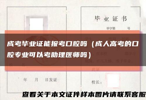 成考毕业证能报考口腔吗（成人高考的口腔专业可以考助理医师吗）缩略图
