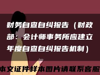 财务自查自纠报告（财政部：会计师事务所应建立年度自查自纠报告机制）缩略图