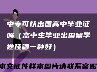 中专可以出国高中毕业证吗（高中生毕业出国留学途径哪一种好）缩略图