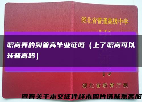 职高弄的到普高毕业证吗（上了职高可以转普高吗）缩略图