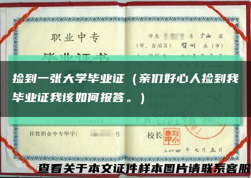 捡到一张大学毕业证（亲们好心人捡到我毕业证我该如何报答。）缩略图
