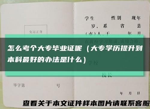 怎么考个大专毕业证呢（大专学历提升到本科最好的办法是什么）缩略图
