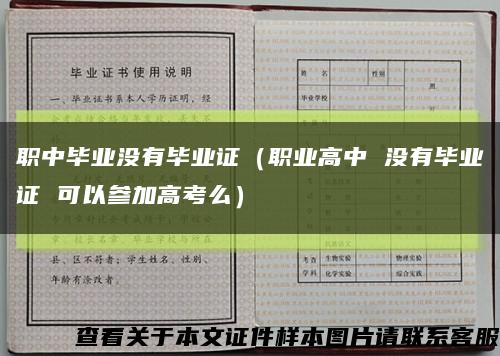 职中毕业没有毕业证（职业高中 没有毕业证 可以参加高考么）缩略图
