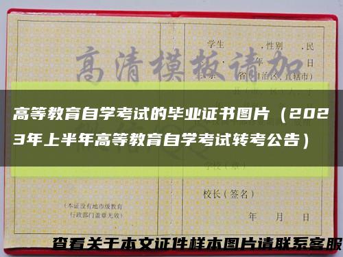 高等教育自学考试的毕业证书图片（2023年上半年高等教育自学考试转考公告）缩略图