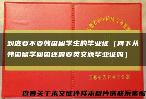 到底要不要韩国留学生的毕业证（问下从韩国留学回国还需要英文版毕业证吗）缩略图