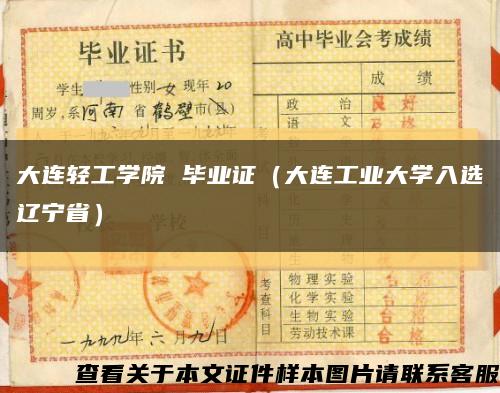 大连轻工学院 毕业证（大连工业大学入选辽宁省）缩略图