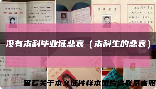 没有本科毕业证悲哀（本科生的悲哀）缩略图