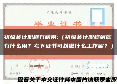 初级会计职称有啥用;（初级会计职称到底有什么用？考下证书可以做什么工作呢？）缩略图