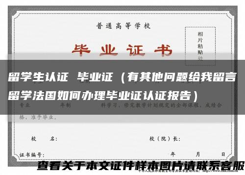 留学生认证 毕业证（有其他问题给我留言留学法国如何办理毕业证认证报告）缩略图