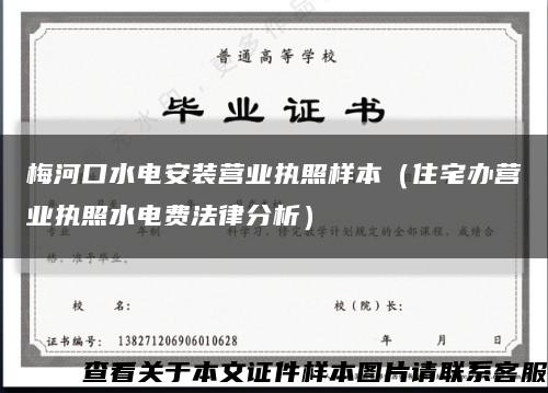 梅河口水电安装营业执照样本（住宅办营业执照水电费法律分析）缩略图