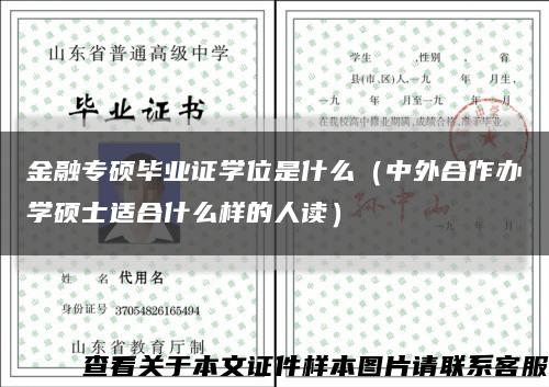 金融专硕毕业证学位是什么（中外合作办学硕士适合什么样的人读）缩略图
