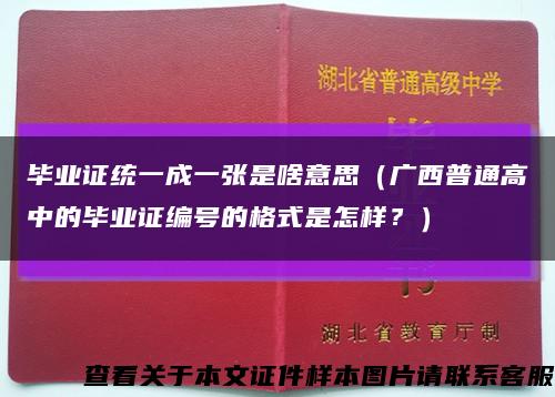 毕业证统一成一张是啥意思（广西普通高中的毕业证编号的格式是怎样？）缩略图