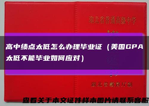 高中绩点太低怎么办理毕业证（美国GPA太低不能毕业如何应对）缩略图