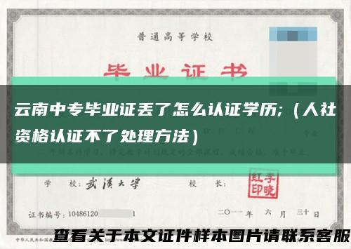 云南中专毕业证丢了怎么认证学历;（人社资格认证不了处理方法）缩略图