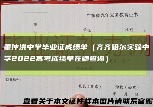 董仲洪中学毕业证成绩单（齐齐哈尔实验中学2022高考成绩单在哪查询）缩略图