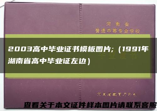 2003高中毕业证书模板图片;（1991年湖南省高中毕业证左边）缩略图
