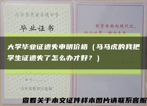 大学毕业证遗失申明价格（马马虎的我把学生证遗失了怎么办才好？）缩略图