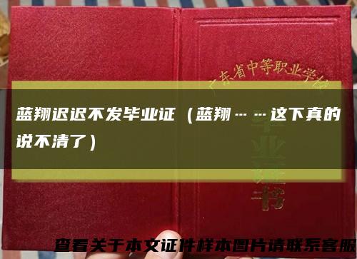 蓝翔迟迟不发毕业证（蓝翔……这下真的说不清了）缩略图