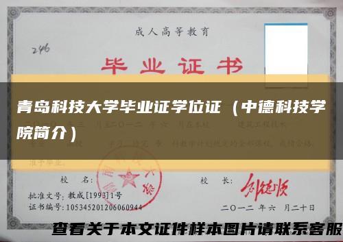 青岛科技大学毕业证学位证（中德科技学院简介）缩略图