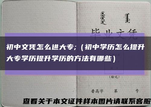 初中文凭怎么进大专;（初中学历怎么提升大专学历提升学历的方法有哪些）缩略图