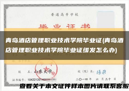 青岛酒店管理职业技术学院毕业证(青岛酒店管理职业技术学院毕业证缓发怎么办)缩略图