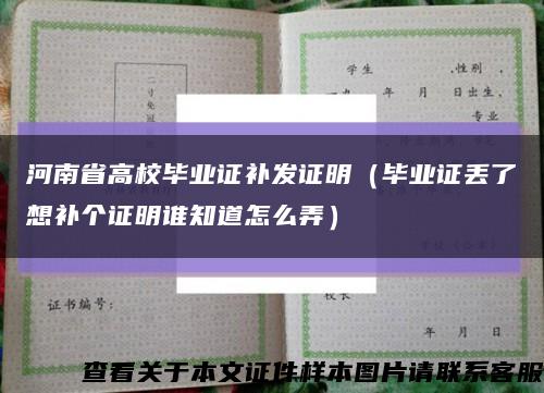 河南省高校毕业证补发证明（毕业证丢了想补个证明谁知道怎么弄）缩略图