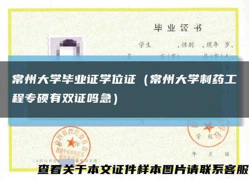常州大学毕业证学位证（常州大学制药工程专硕有双证吗急）缩略图