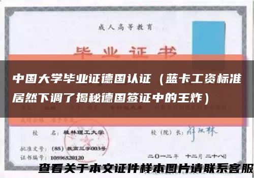 中国大学毕业证德国认证（蓝卡工资标准居然下调了揭秘德国签证中的王炸）缩略图