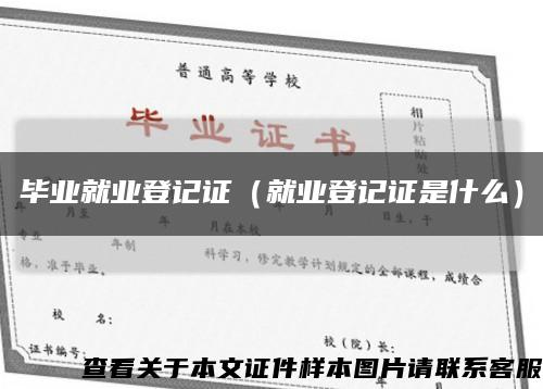 毕业就业登记证（就业登记证是什么）缩略图