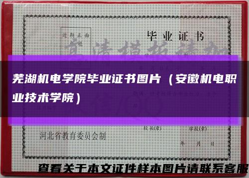 芜湖机电学院毕业证书图片（安徽机电职业技术学院）缩略图