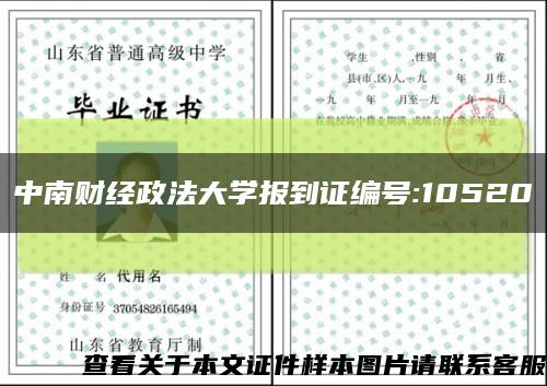 中南财经政法大学报到证编号:10520缩略图