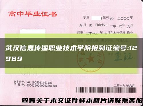 武汉信息传播职业技术学院报到证编号:12989缩略图