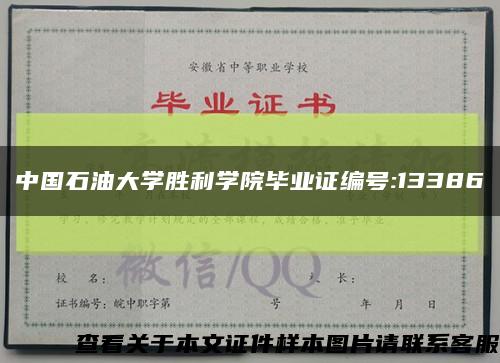 中国石油大学胜利学院毕业证编号:13386缩略图