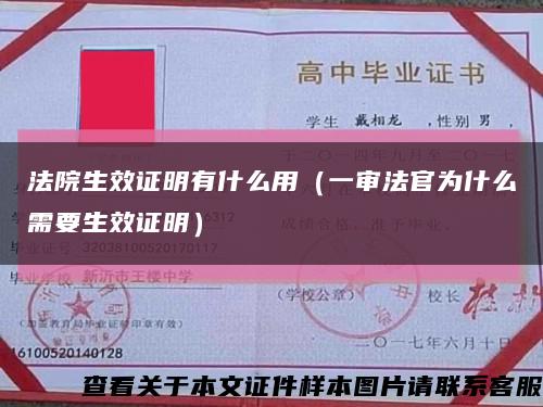 法院生效证明有什么用（一审法官为什么需要生效证明）缩略图