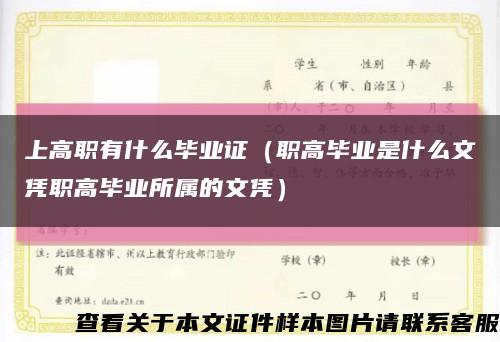 上高职有什么毕业证（职高毕业是什么文凭职高毕业所属的文凭）缩略图