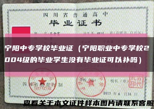 宁阳中专学校毕业证（宁阳职业中专学校2004级的毕业学生没有毕业证可以补吗）缩略图