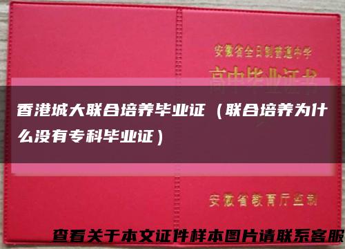 香港城大联合培养毕业证（联合培养为什么没有专科毕业证）缩略图