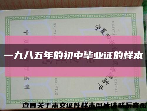 一九八五年的初中毕业证的样本缩略图