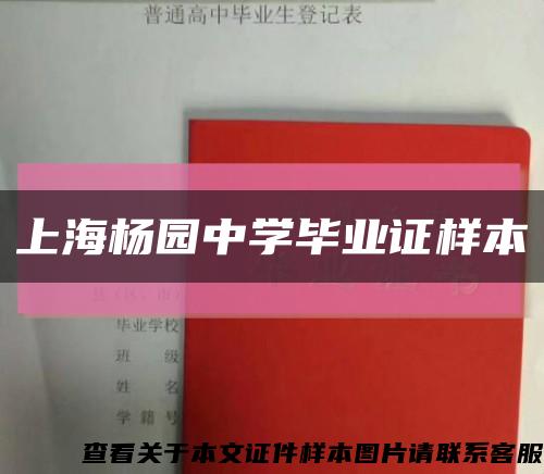 上海杨园中学毕业证样本缩略图
