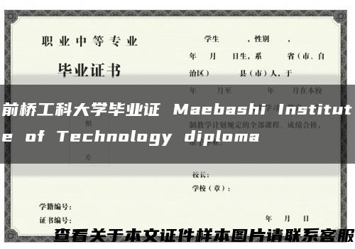 前桥工科大学毕业证 Maebashi Institute of Technology diploma缩略图
