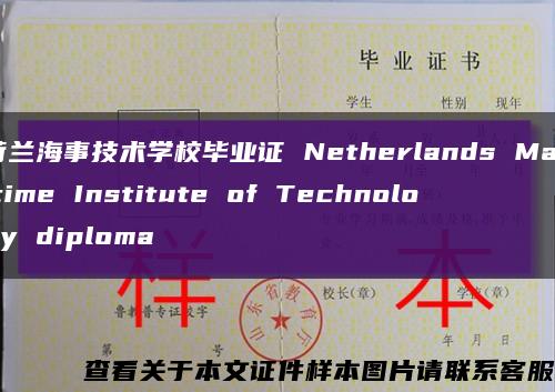 荷兰海事技术学校毕业证 Netherlands Maritime Institute of Technology diploma缩略图