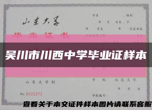吴川市川西中学毕业证样本缩略图