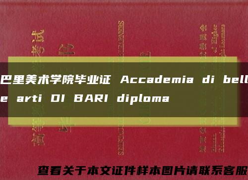 巴里美术学院毕业证 Accademia di belle arti DI BARI diploma缩略图