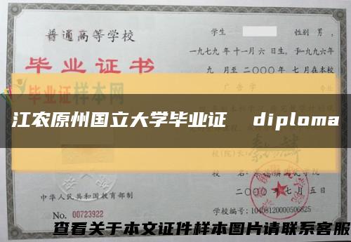 江农原州国立大学毕业证  diploma缩略图
