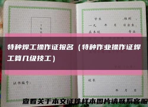 特种焊工操作证报名（特种作业操作证焊工算几级技工）缩略图